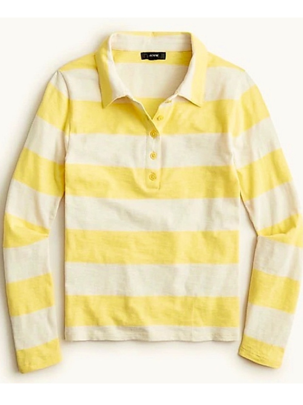 J.Crew Lemon Stripe Fitted Rugby Top Long Sleeve Collar Size Large BH929